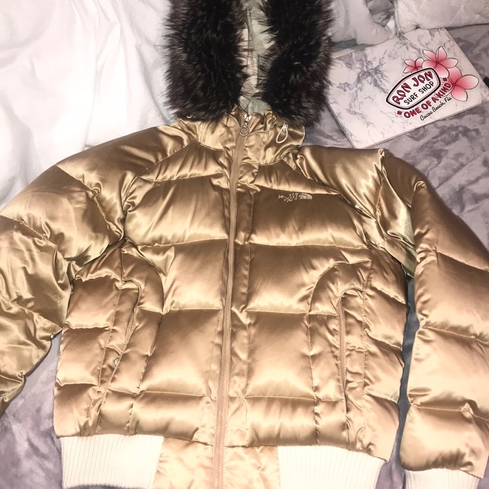 Gold north face jacket